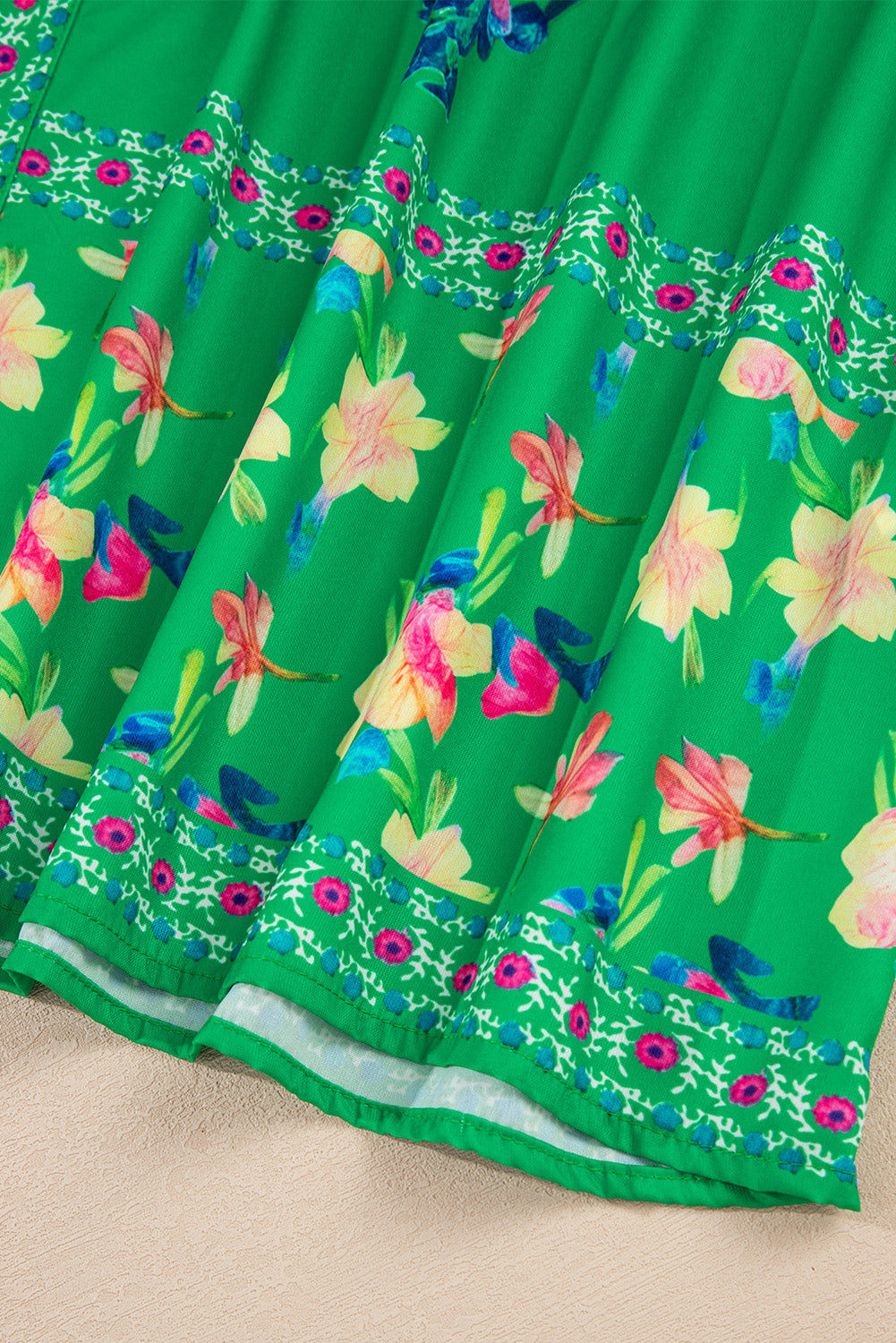 KaleaBoutique Beautiful Floral Print Contrast Trim Knotted Straps Midi Dress - KaleaBoutique.com