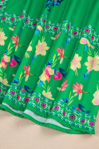 KaleaBoutique Beautiful Floral Print Contrast Trim Knotted Straps Midi Dress - KaleaBoutique.com