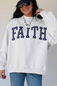 KaleaBoutique Comfortable High Neck Polka Dot Slogan Printed Baggy Sweatshirt - KaleaBoutique.com