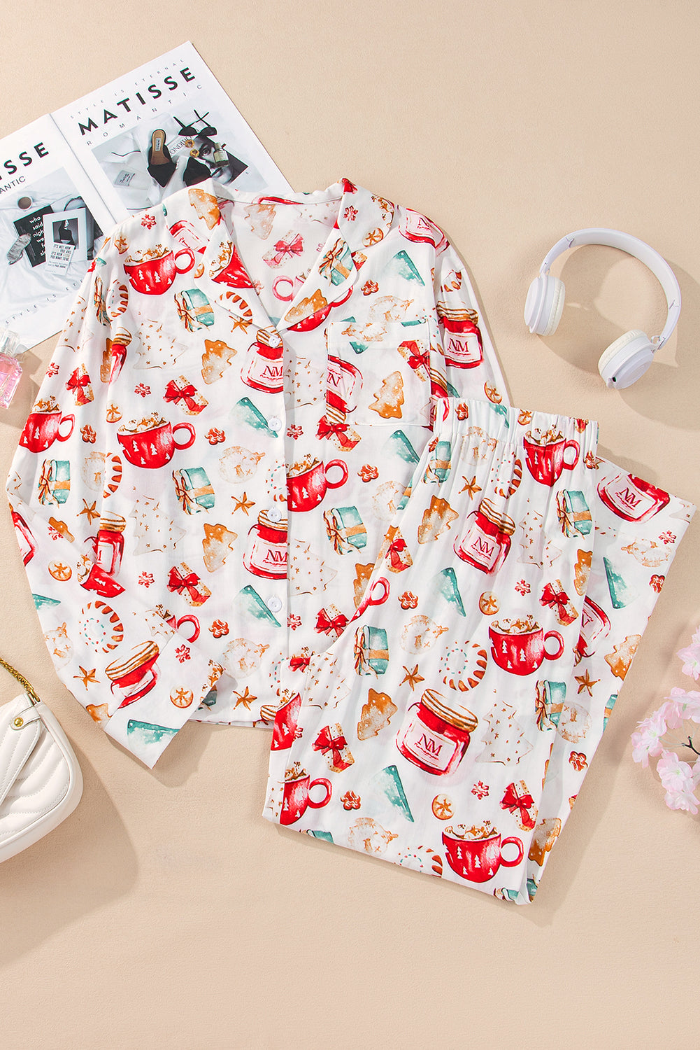 KaleaBoutique Comfortable Christmas Pattern Long Sleeve Shirt and Pants Pajama Set - KaleaBoutique.com