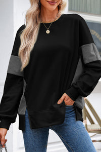 Corduroy Patched Side Slit Sweatshirt - KaleaBoutique.com