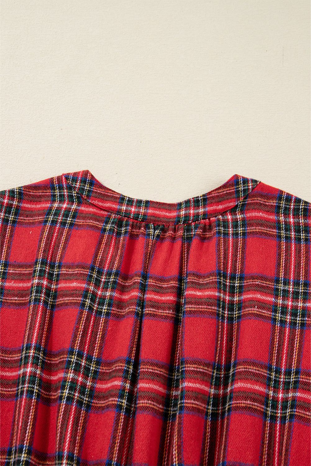 KaleaBoutique Christmas Plaid V Neck 3/4 Sleeve Tie Waist Ruffle Hem Long Dress - KaleaBoutique.com
