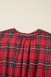 KaleaBoutique Christmas Plaid V Neck 3/4 Sleeve Tie Waist Ruffle Hem Long Dress - KaleaBoutique.com