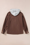 KaleaBoutique Hooded Drawstring Pockets Corduroy Shacket - KaleaBoutique.com