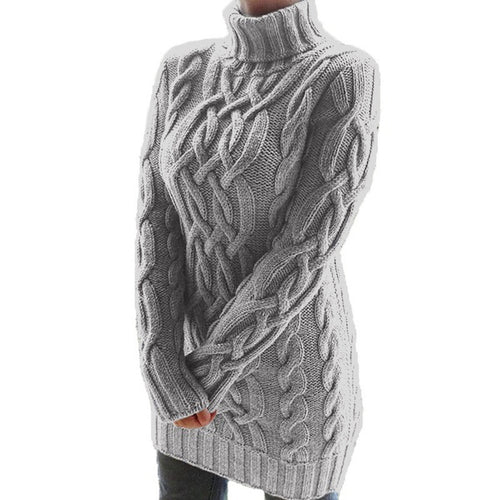 Women's Cable-Knit Turtleneck Sweater Dress - KaleaBoutique.com