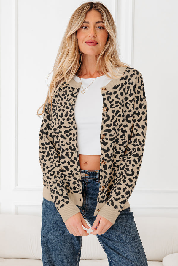 KaleaBoutique Stylish Leopard Drop Shoulder Chunky Knitted Cardigan Sweater - KaleaBoutique.com