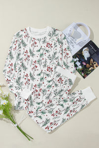 KaleaBoutique Stylish Holly Print Thermal Pullover Pants Lounge Set - KaleaBoutique.com