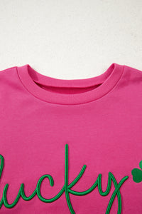 KaleaBoutique Comfortable Lucky Clover Embroidered Loose Pullover Sweatshirt - KaleaBoutique.com