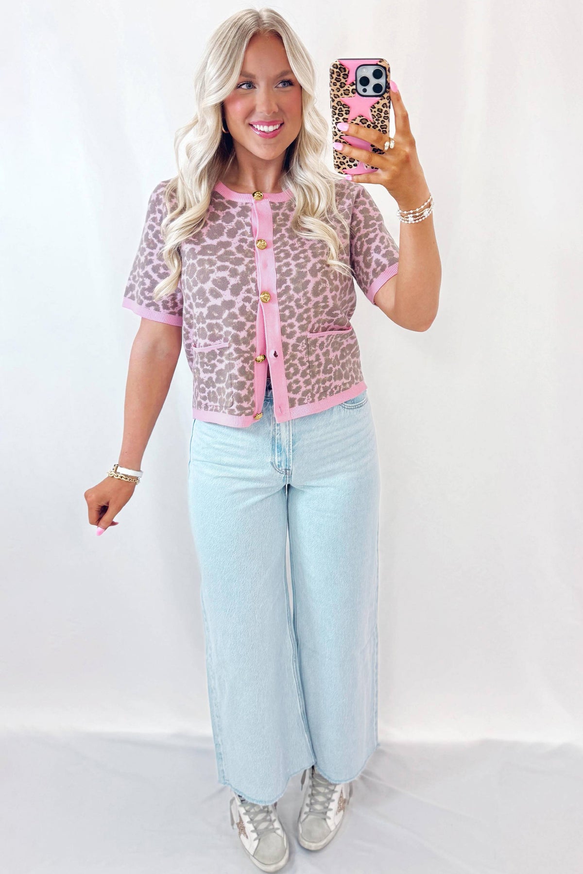 KaleaBoutique Comfortable Leopard Button Down Short Sleeve Sweater Cardigan - KaleaBoutique.com