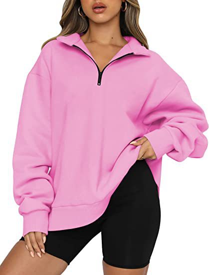 Women's Half-Zip Drop-Shoulder Pullover Sweatshirt - KaleaBoutique.com
