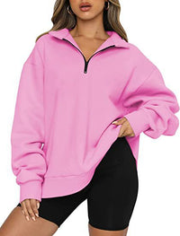 Women's Half-Zip Drop-Shoulder Pullover Sweatshirt - KaleaBoutique.com