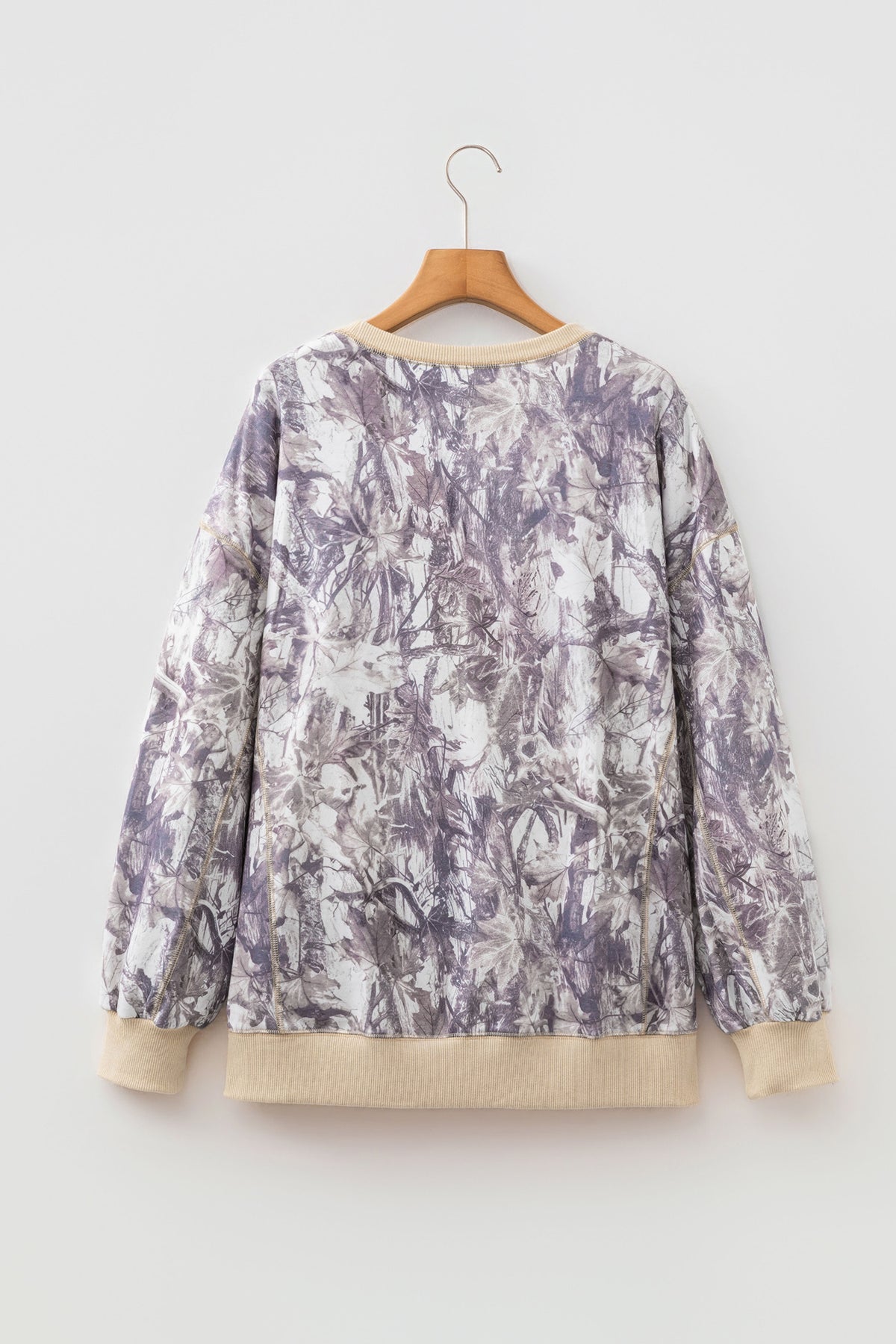 KaleaBoutique Comfortable Abstract Camo Print Colorblock Trim Side Split Tunic Sweatshirt - KaleaBoutique.com