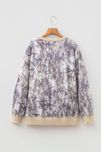 KaleaBoutique Comfortable Abstract Camo Print Colorblock Trim Side Split Tunic Sweatshirt - KaleaBoutique.com