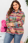 KaleaBoutique Plus Size Aztec Printed Flap Pocket Shacket - KaleaBoutique.com