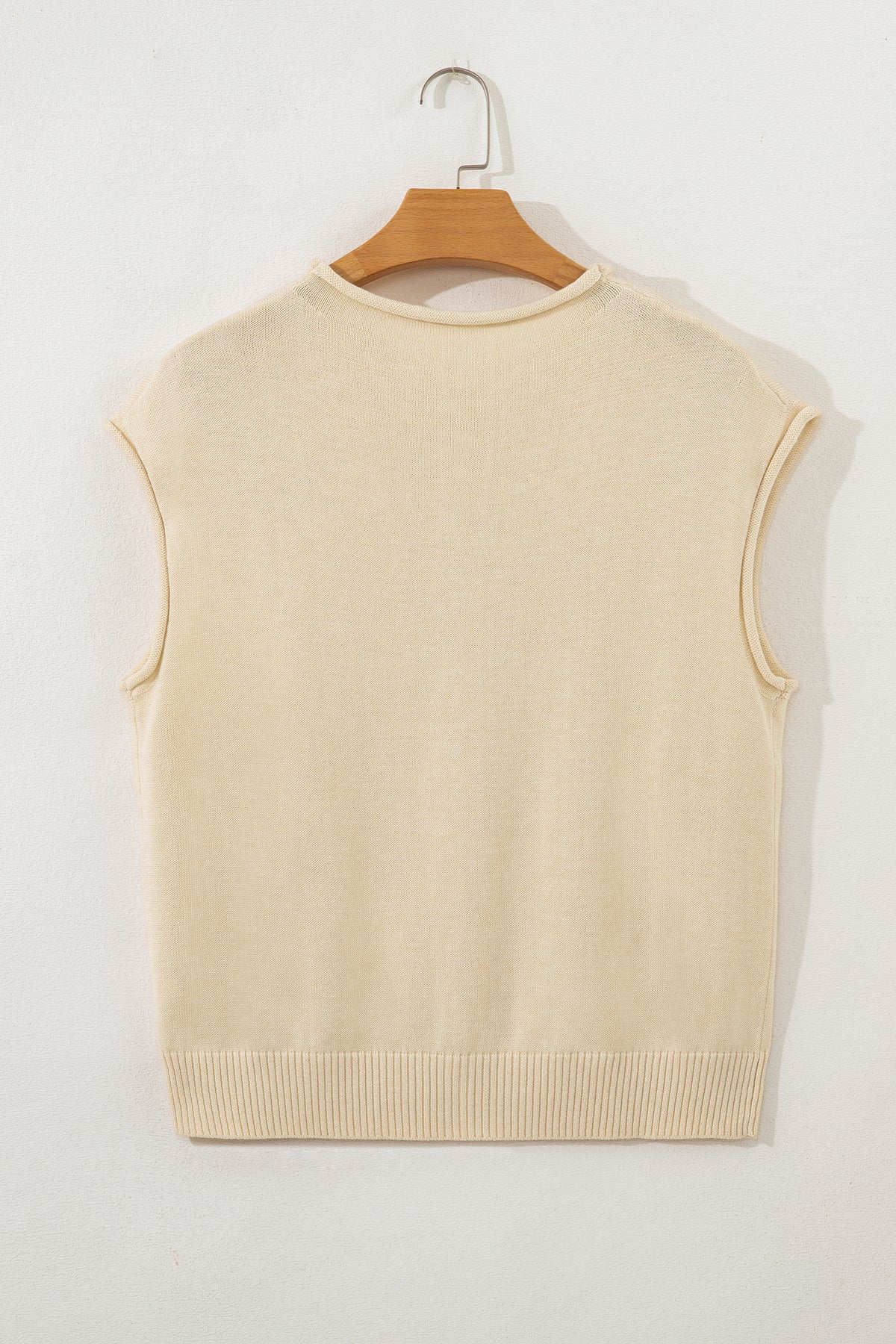 KaleaBoutique Stylish Buttoned Front Rolled Hem Cap Sleeve Sweater Top - KaleaBoutique.com