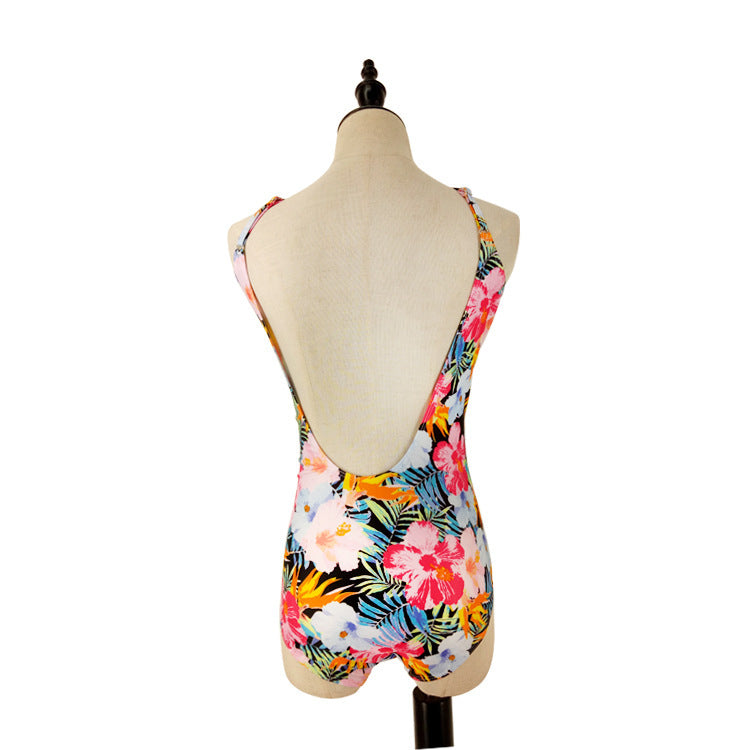 Women Geometric & Tropical Print Open-Back One-Piece Swimsuit - KaleaBoutique.com