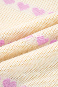 Heart Pattern Valentine Ribbed Knit Sweater - KaleaBoutique.com