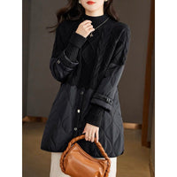 Women's High-Neck Cable-Pattern Quilted-Panel Longline Pullover - KaleaBoutique.com