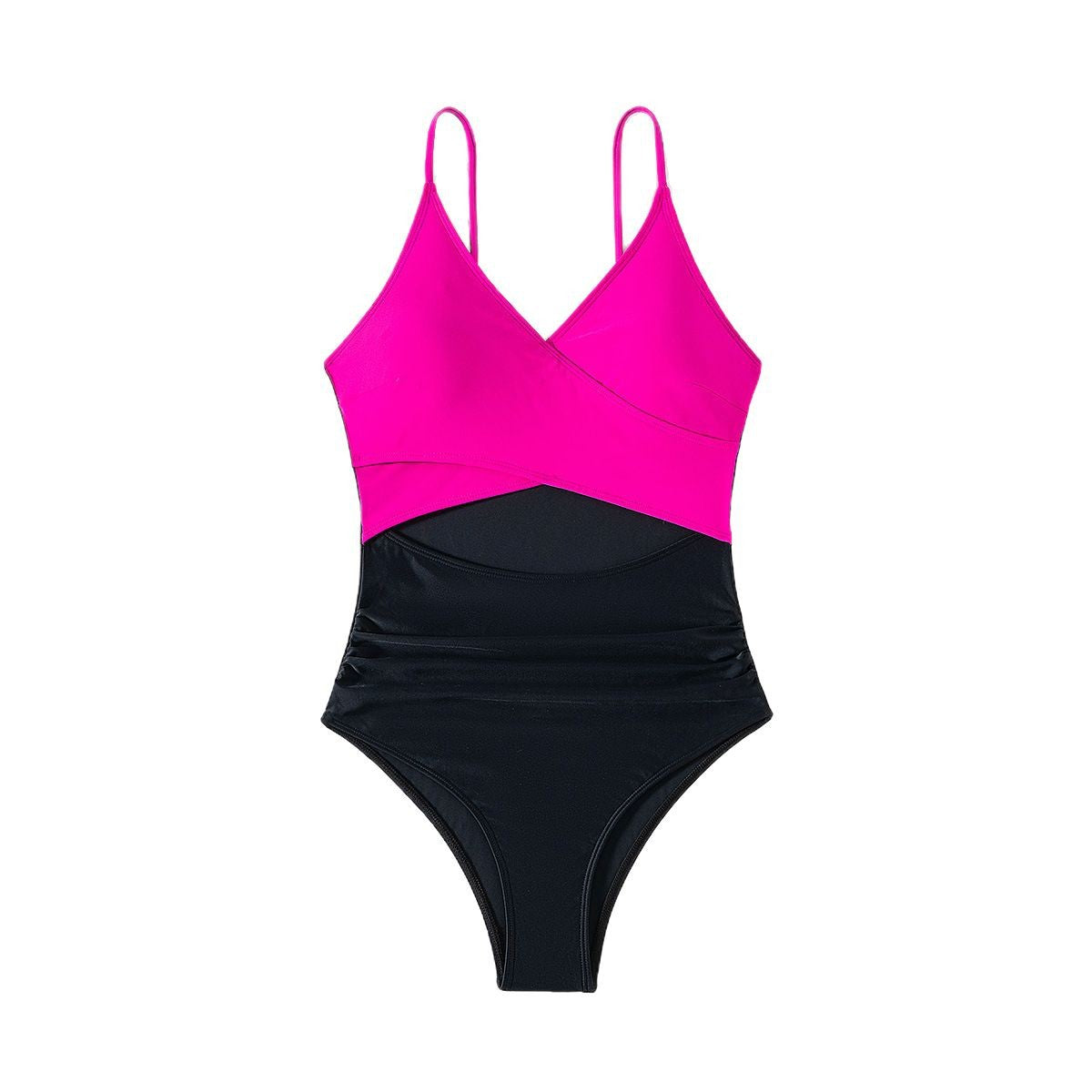 Women's Colorblock Wrap-Front Cutout One-Piece Swimsuit - KaleaBoutique.com