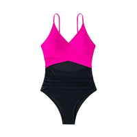 Women's Colorblock Wrap-Front Cutout One-Piece Swimsuit - KaleaBoutique.com