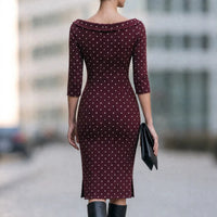 Women's Polka-Dot Three-Quarter-Sleeve Sheath Dress - KaleaBoutique.com