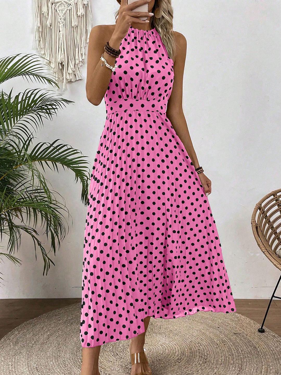 Women's Printed Halter-Neck Gathered-Waist Midi Dress - KaleaBoutique.com
