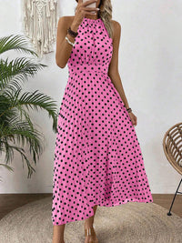 Women's Printed Halter-Neck Gathered-Waist Midi Dress - KaleaBoutique.com