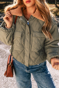 KaleaBoutique Teddy Collar Flap Pockets Quilted Puffer Jacket - KaleaBoutique.com