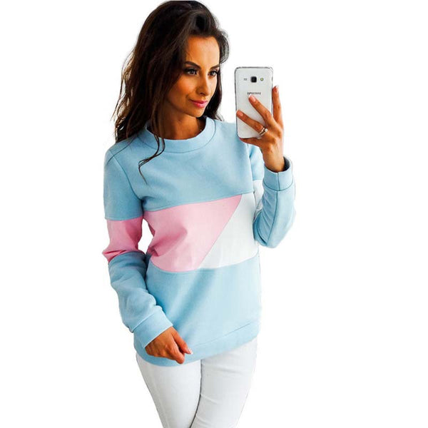 Women's Round-Neck Color Block Long-Sleeve Pullover Top - KaleaBoutique.com