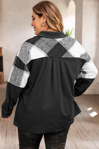 Plaid Patchwork Plus Size Corduroy Shacket - KaleaBoutique.com