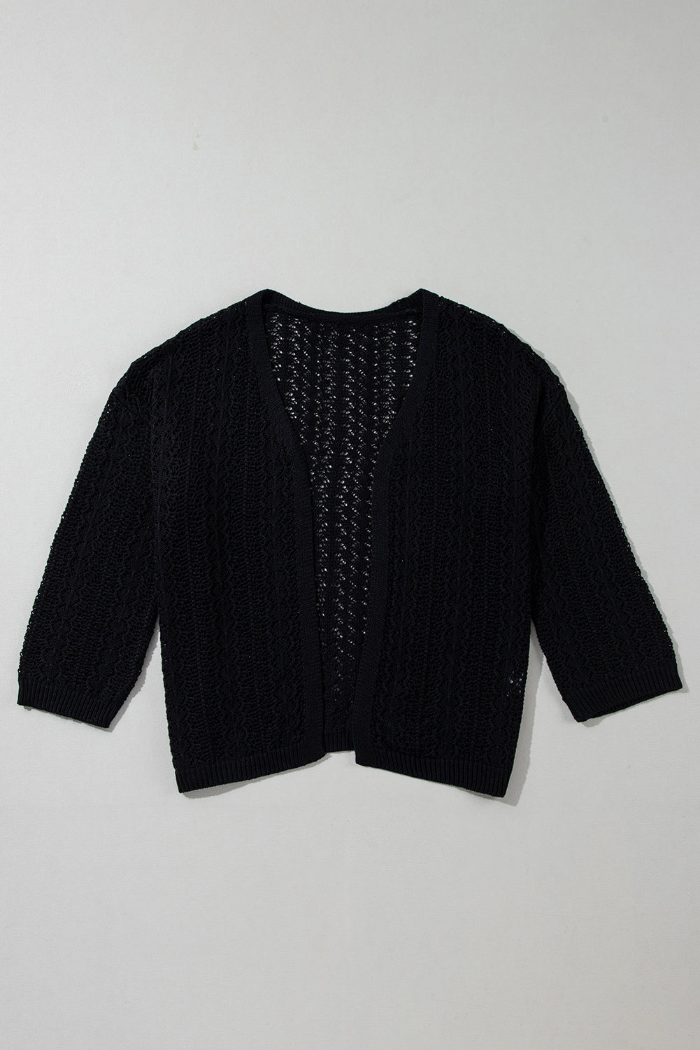 Hollow Out Knit Drop Shoulder Open Front Cardigan - KaleaBoutique.com