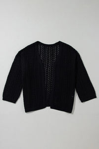 Hollow Out Knit Drop Shoulder Open Front Cardigan - KaleaBoutique.com