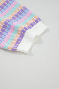 KaleaBoutique Comfortable Abstract Striped Knit Short Sleeve Sweater - KaleaBoutique.com
