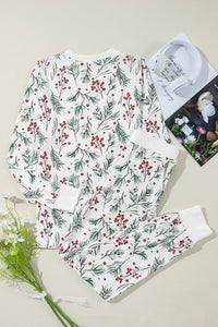 KaleaBoutique Stylish Holly Print Thermal Pullover Pants Lounge Set - KaleaBoutique.com