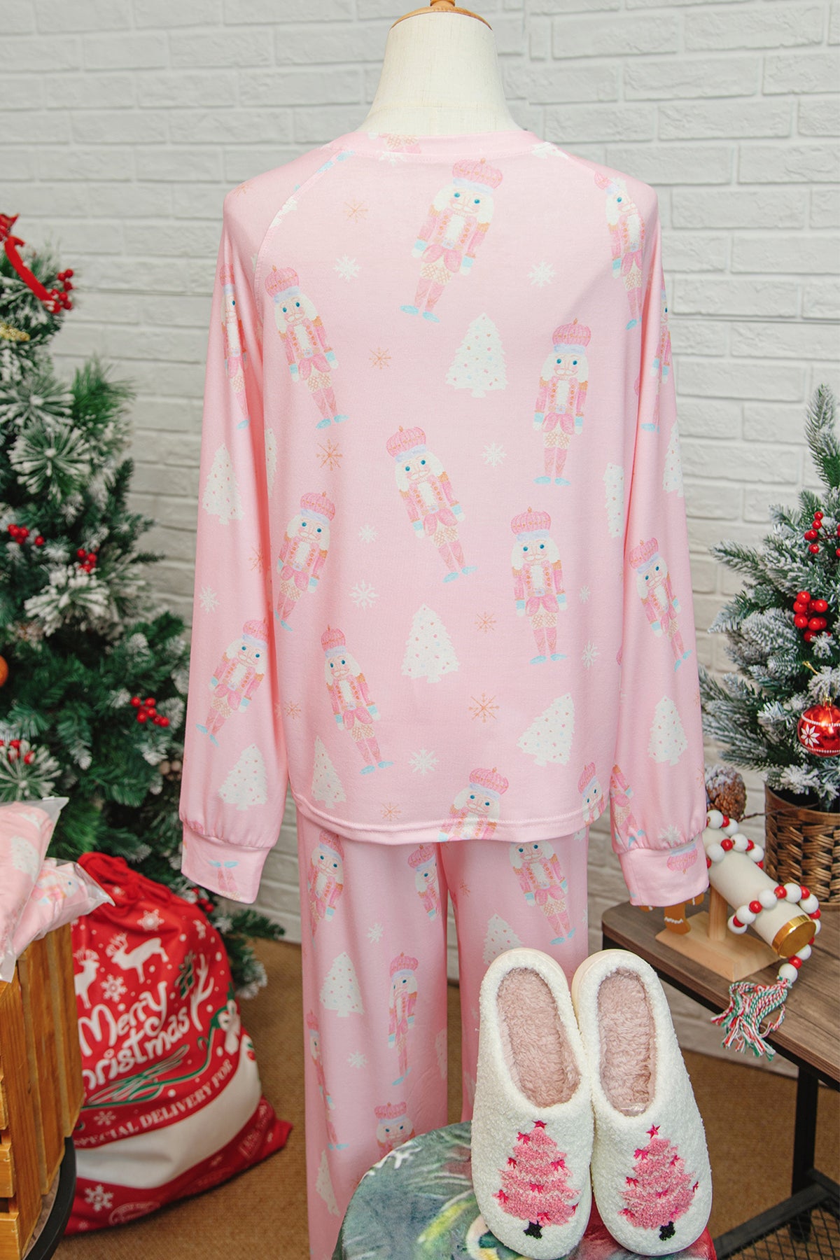 KaleaBoutique Stylish Christmas Tree Nutcracker Print 2pcs Lounge Pant Set - KaleaBoutique.com
