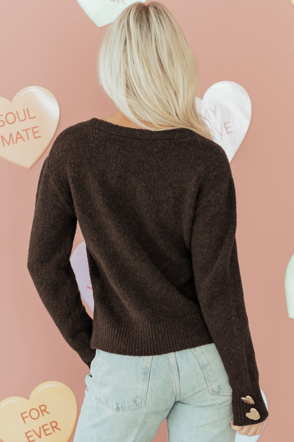 KaleaBoutique Comfortable Heart Metal Button V Neck Cardigan Sweater - KaleaBoutique.com