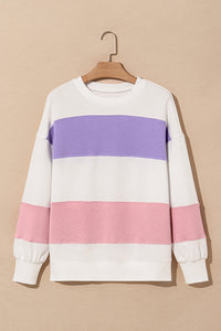 KaleaBoutique Colorblock Patchwork Drop Shoulder Crewneck Sweatshirt - KaleaBoutique.com