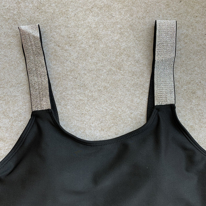 Women's Solid-Color Silvery Straps One-Piece Swimsuit by Kalea Boutique - KaleaBoutique.com