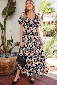 KaleaBoutique Comfortable Short Sleeve Smocked Detail High Waist Floral Maxi Dress - KaleaBoutique.com