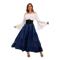 Womens Medieval Costume Vintage Court Long Dress - KaleaBoutique.com
