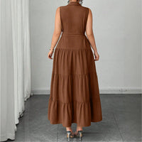 Fitted Mid-length Sleeveless Dress With A Belt - KaleaBoutique.com