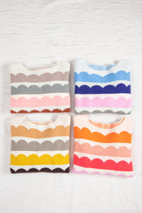KaleaBoutique Stylish Wave Striped Balloon Sleeve Drop Shoulder Sweater - KaleaBoutique.com