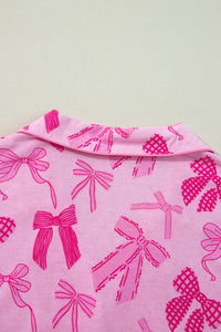 KaleaBoutique Stylish Bow Print Half Sleeve Shirt and Shorts Pajamas Set - KaleaBoutique.com