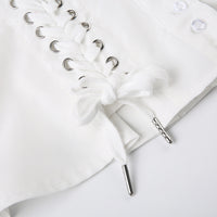 Women's Lace-Trim Button-Front Corset-Style Blouse