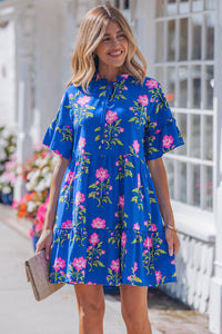 KaleaBoutique Comfortable V Neck Short Sleeve Loose Flower Dress - KaleaBoutique.com