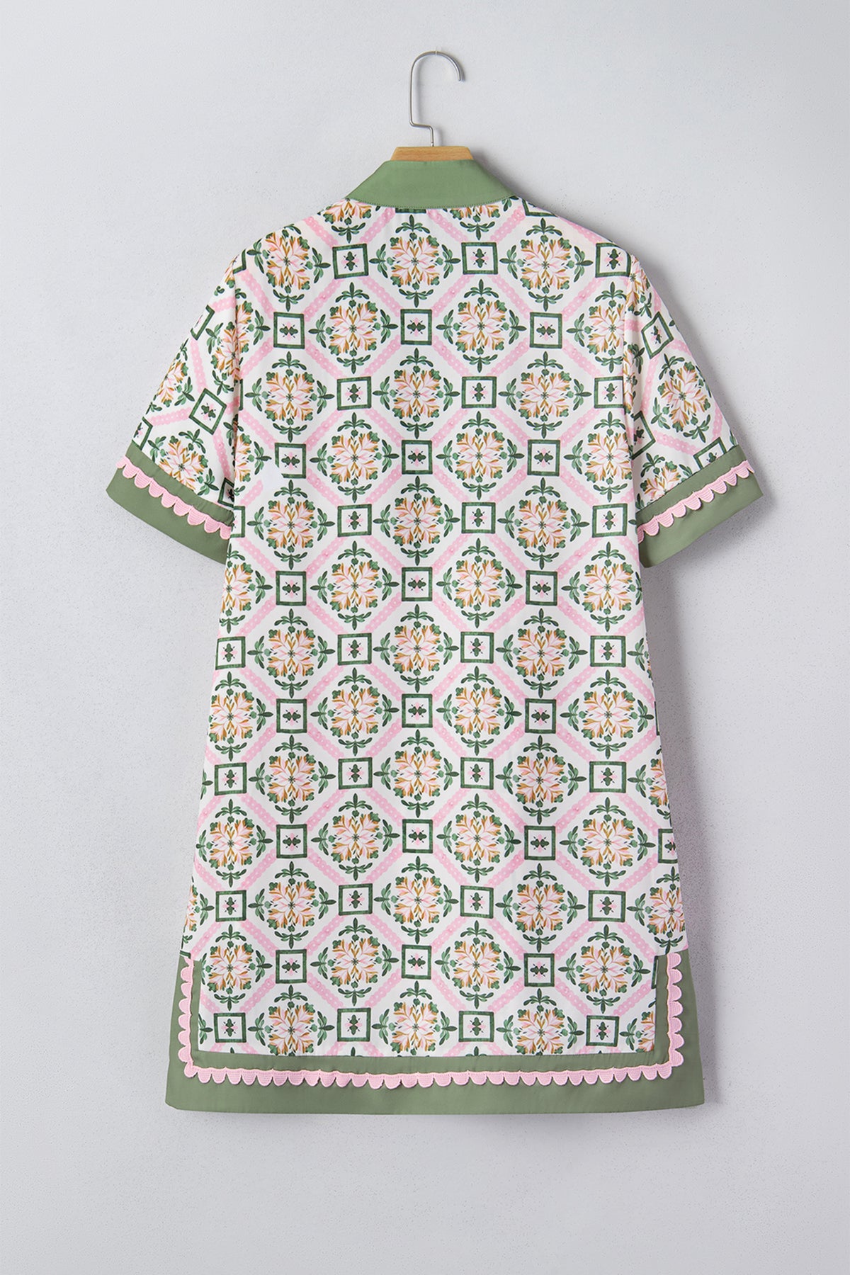 KaleaBoutique Stylish Boho Geometric Flower Print Short Sleeve Loose Mini Dress - KaleaBoutique.com
