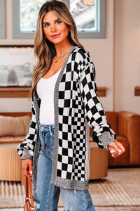 KaleaBoutique Stylish Checkered Open Front Drop Shoulder Cardigan - KaleaBoutique.com