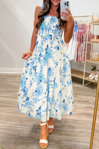 KaleaBoutique Comfortable Ruffled Straps Smocked High Waist Floral Maxi Dress - KaleaBoutique.com