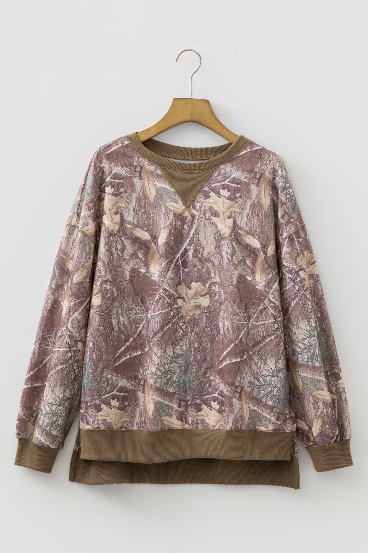 KaleaBoutique Comfortable Abstract Camo Print Color Block Detail Baggy Pullover Sweatshirt - KaleaBoutique.com