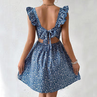 Women's Square-Neck Ruffle-Strap A-Line Mini Dress - KaleaBoutique.com
